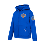 NBA NEW YORK KNICKS CLASSIC CHANDAIL À CAPUCHON EN MOLLETON À GLISSIÈRE POUR GARÇON JUNIOR (BLEU ROYAL)