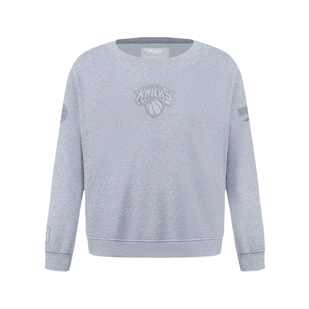 NBA NEW YORK KNICKS NEUTRAL CHANDAIL À COL ROND EN MOLLETON POUR GARÇON JUNIOR (GRIS CHINÉ FONCÉ)