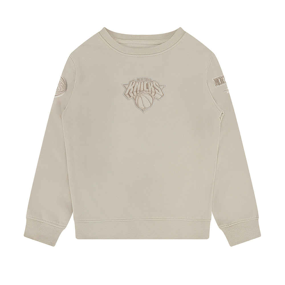 NBA NEW YORK KNICKS NEUTRAL BIG BOY'S FLEECE CREWNECK (TAUPE)
