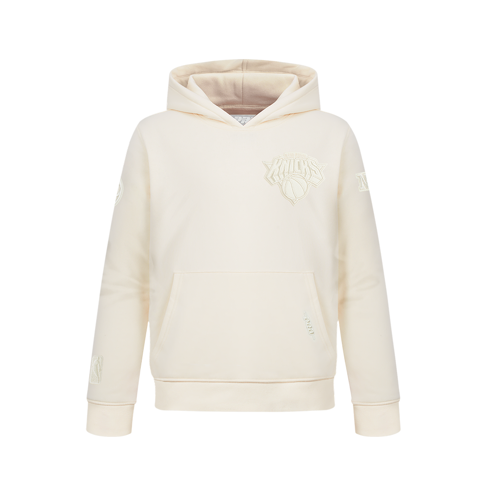 NBA NEW YORK KNICKS NEUTRAL BIG BOY'S FLEECE PULLOVER HOODIE (EGGSHELL)