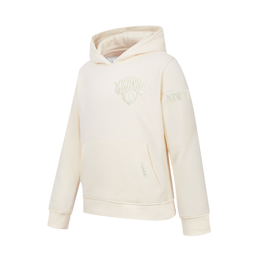 NBA NEW YORK KNICKS NEUTRAL BIG BOYS FLEECE PULLOVER HOODIE (EGGSHELL)