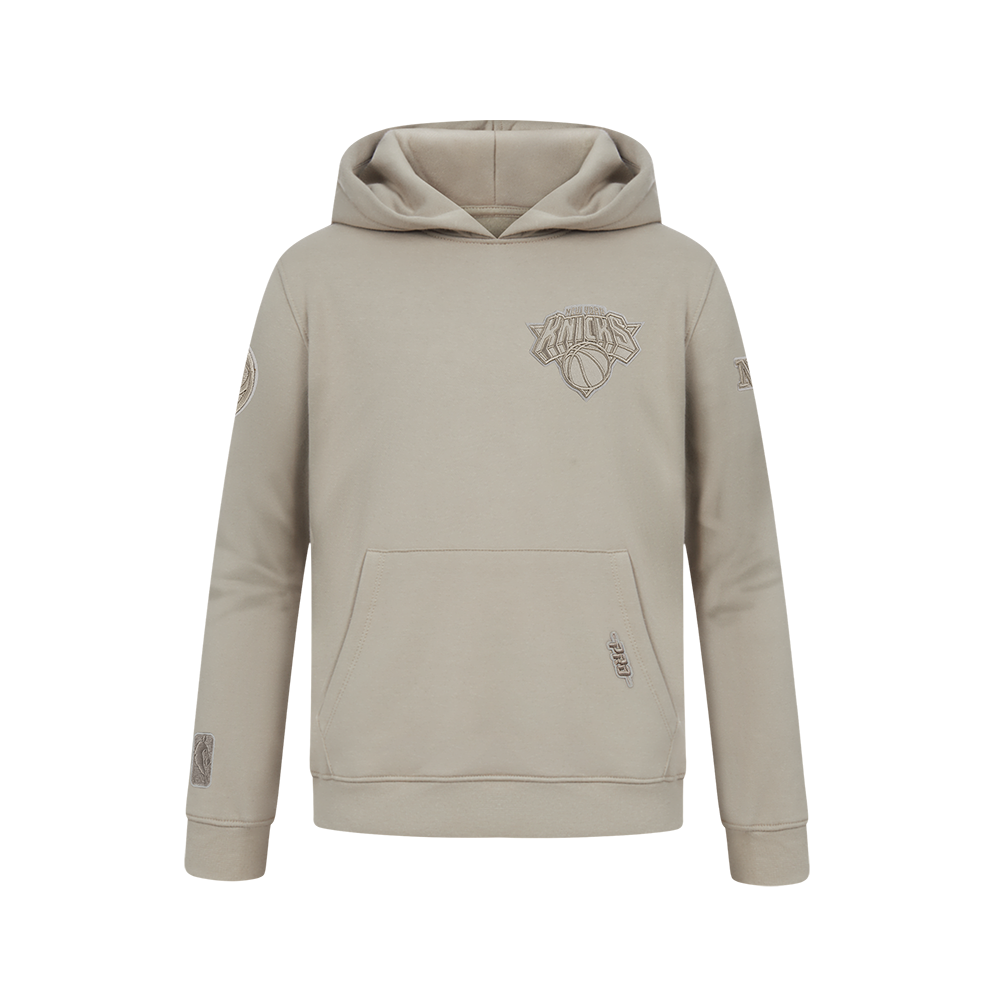 NBA NEW YORK KNICKS NEUTRAL BIG BOY'S FLEECE PULLOVER HOODIE (TAUPE)