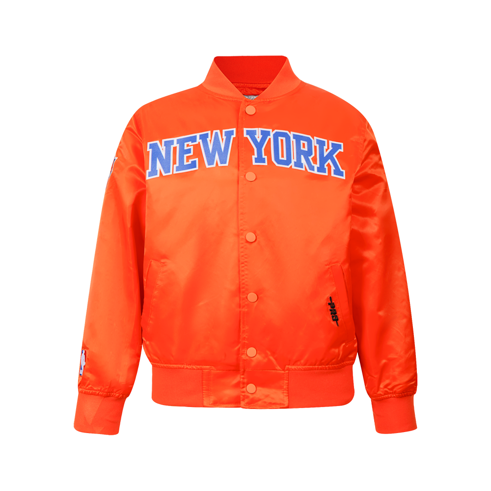 NBA NEW YORK KNICKS CLASSIC BLOUSON EN SATIN POUR GARÇON JUNIOR (ORANGE)