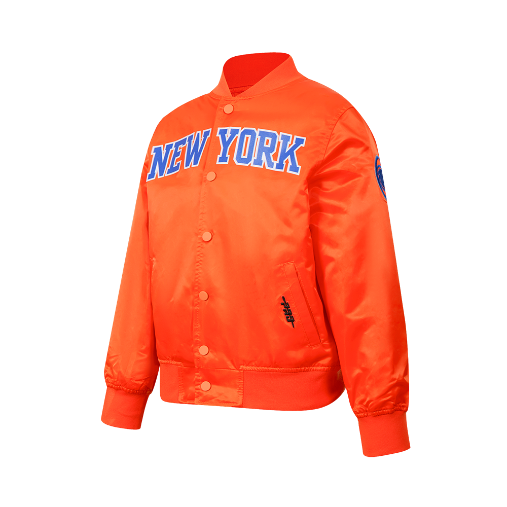 NBA NEW YORK KNICKS CLASSIC BLOUSON EN SATIN POUR GARÇON JUNIOR (ORANGE)