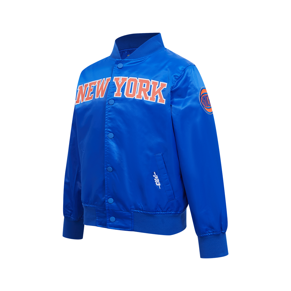 NBA NEW YORK KNICKS CLASSIC BLOUSON EN SATIN POUR GARÇON JUNIOR (BLEU ROYAL)