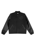 NBA NEW YORK KNICKS TRIPLE BLACK BIG BOY'S WOOL VARSITY JACKET (JET BLACK)