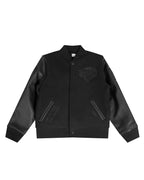 NBA NEW YORK KNICKS TRIPLE BLACK BIG BOY'S WOOL VARSITY JACKET (JET BLACK)