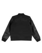 NBA NEW YORK KNICKS TRIPLE BLACK BIG BOY'S WOOL VARSITY JACKET (JET BLACK)