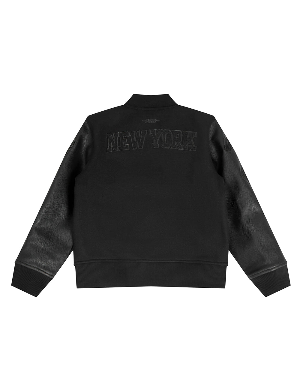 NBA NEW YORK KNICKS TRIPLE BLACK BIG BOY'S WOOL VARSITY JACKET (JET BLACK)