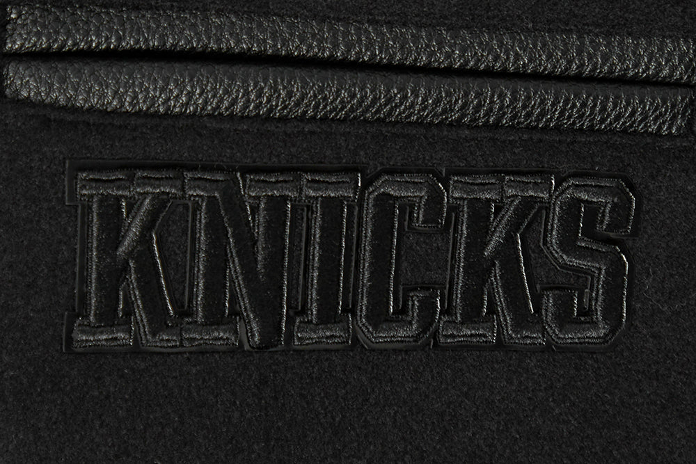 NBA NEW YORK KNICKS TRIPLE BLACK BIG BOY'S WOOL VARSITY JACKET (JET BLACK)