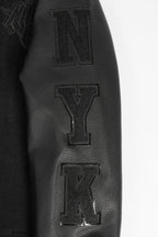 NBA NEW YORK KNICKS TRIPLE BLACK BIG BOY'S WOOL VARSITY JACKET (JET BLACK)