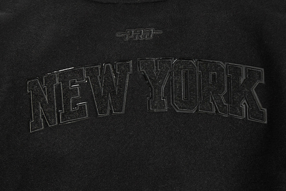 NBA NEW YORK KNICKS TRIPLE BLACK BIG BOY'S WOOL VARSITY JACKET (JET BLACK)