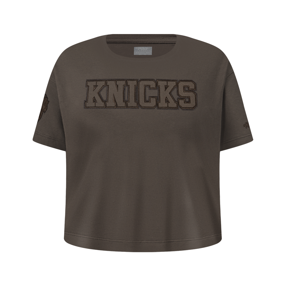 NBA NEW YORK KNICKS NEUTRAL T-SHIRT À MANCHES COURTES ET À COUPE CARRÉE POUR FILLE JUNIOR (TAUPE FONCÉ)