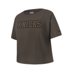 NBA NEW YORK KNICKS NEUTRAL T-SHIRT À MANCHES COURTES ET À COUPE CARRÉE POUR FILLE JUNIOR (TAUPE FONCÉ)