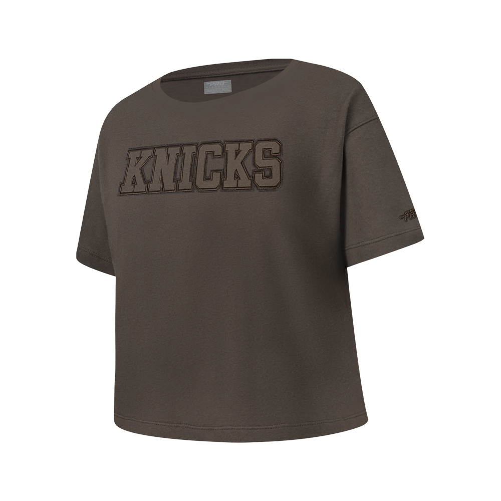 NBA NEW YORK KNICKS NEUTRAL T-SHIRT À MANCHES COURTES ET À COUPE CARRÉE POUR FILLE JUNIOR (TAUPE FONCÉ)