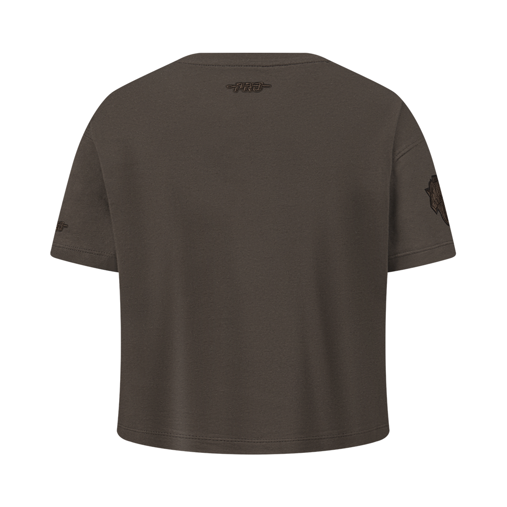 NBA NEW YORK KNICKS NEUTRAL T-SHIRT À MANCHES COURTES ET À COUPE CARRÉE POUR FILLE JUNIOR (TAUPE FONCÉ)