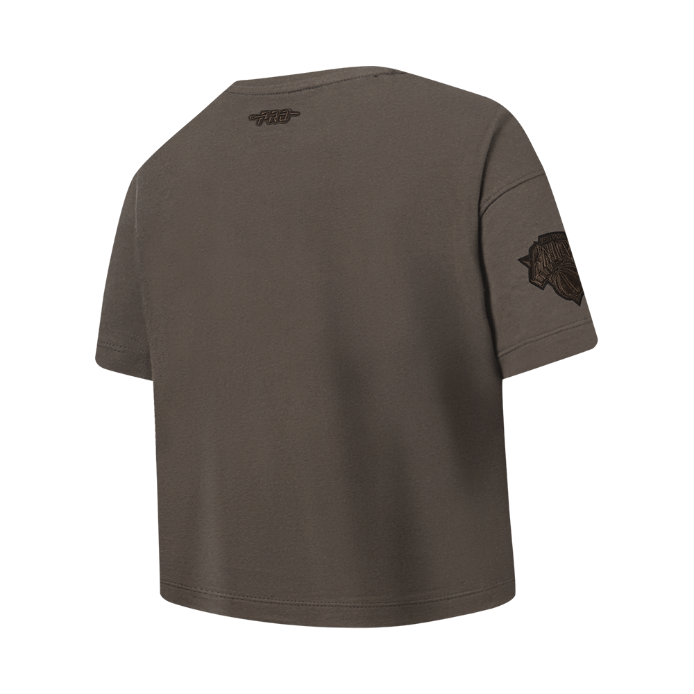 NBA NEW YORK KNICKS NEUTRAL T-SHIRT À MANCHES COURTES ET À COUPE CARRÉE POUR FILLE JUNIOR (TAUPE FONCÉ)