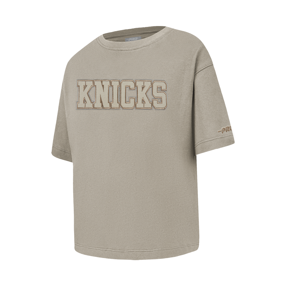 NBA NEW YORK KNICKS NEUTRAL T-SHIRT À MANCHES COURTES ET À COUPE CARRÉE POUR FILLE JUNIOR (TAUPE)