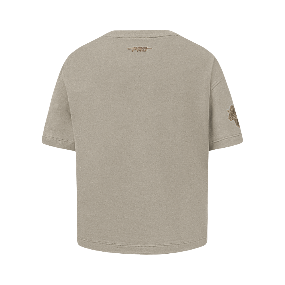 NBA NEW YORK KNICKS NEUTRAL T-SHIRT À MANCHES COURTES ET À COUPE CARRÉE POUR FILLE JUNIOR (TAUPE)
