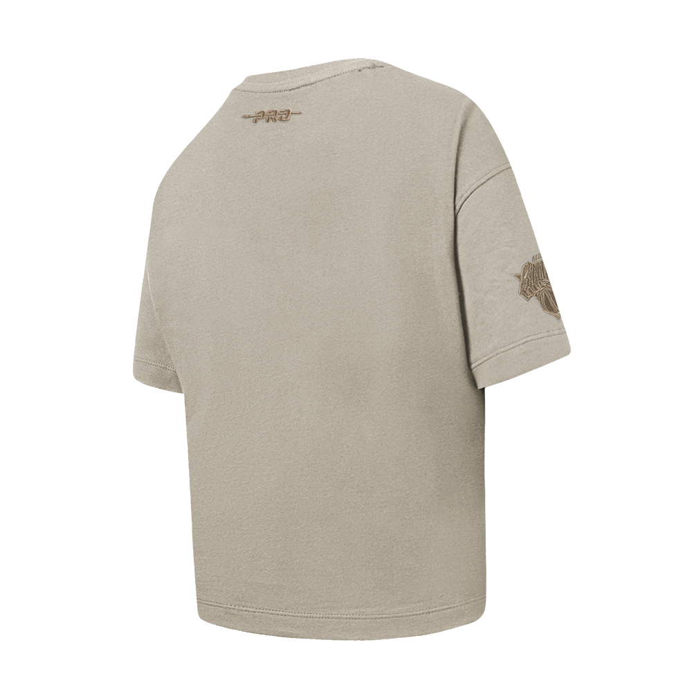 NBA NEW YORK KNICKS NEUTRAL T-SHIRT À MANCHES COURTES ET À COUPE CARRÉE POUR FILLE JUNIOR (TAUPE)