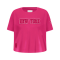 NBA NEW YORK KNICKS TRIPLE PINK BIG GIRL'S SHORT SLEEVE BOXY TEE (BEETROOT PURPLE)