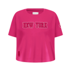 NBA NEW YORK KNICKS TRIPLE PINK BIG GIRL'S SHORT SLEEVE BOXY TEE (BEETROOT PURPLE)
