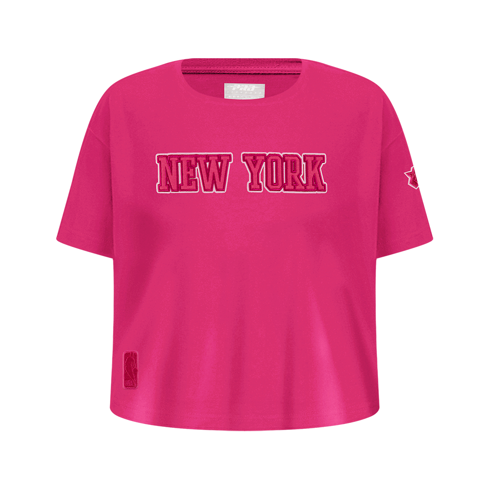 NBA NEW YORK KNICKS TRIPLE PINK BIG GIRL'S SHORT SLEEVE BOXY TEE (BEETROOT PURPLE)