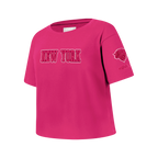 NBA NEW YORK KNICKS TRIPLE PINK BIG GIRL'S SHORT SLEEVE BOXY TEE (BEETROOT PURPLE)