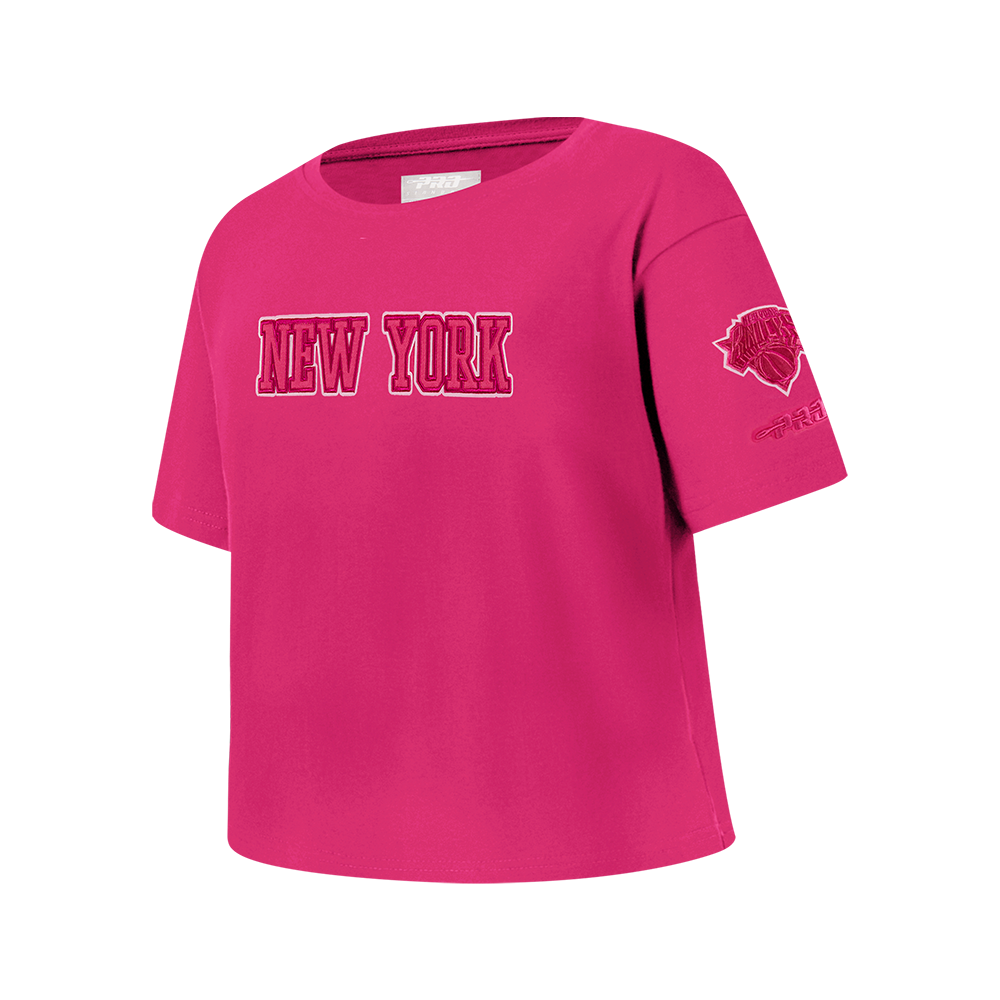 NBA NEW YORK KNICKS TRIPLE PINK BIG GIRL'S SHORT SLEEVE BOXY TEE (BEETROOT PURPLE)
