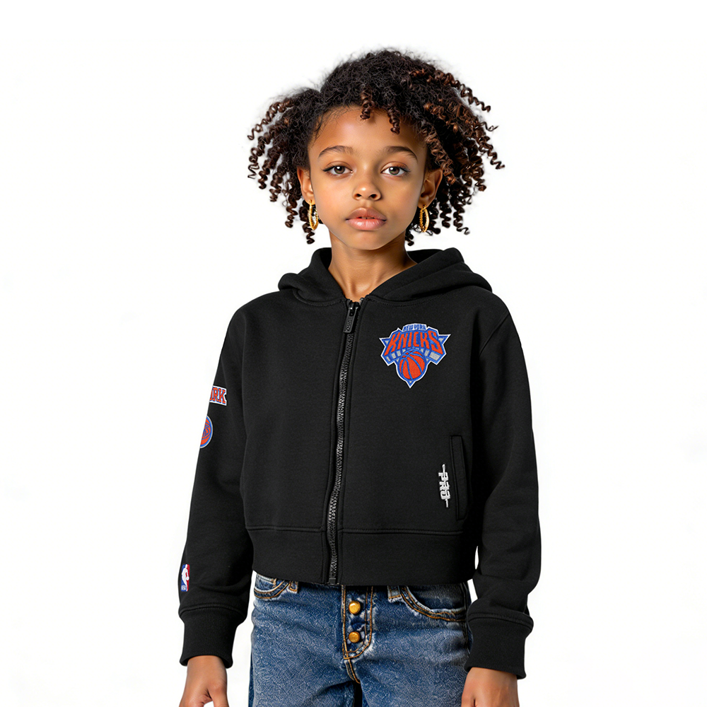 NBA NEW YORK KNICKS CLASSIC BIG GIRL'S FLC FZ HOODIE (BLACK)