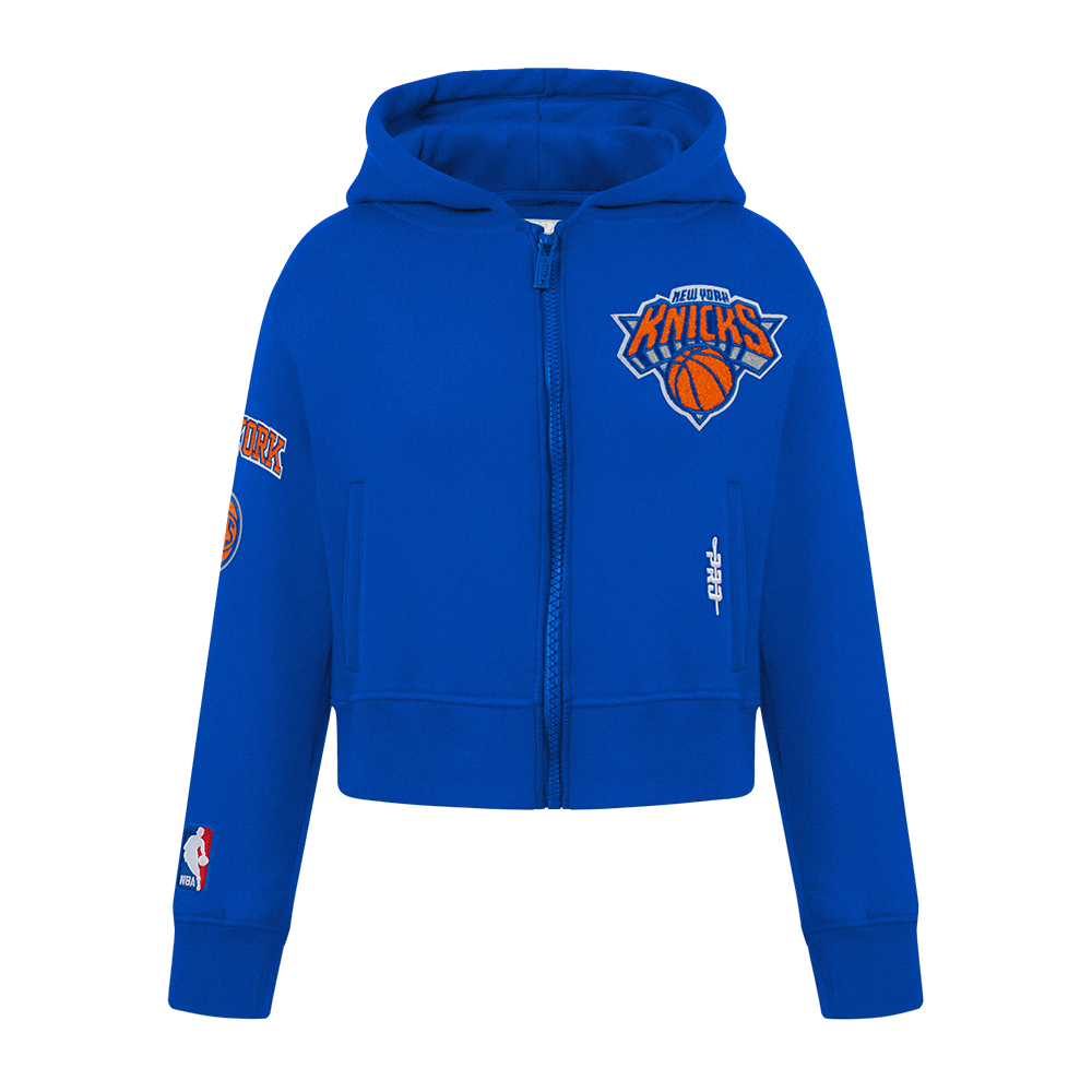 NBA NEW YORK KNICKS CLASSIC BIG GIRL'S FLC FZ HOODIE (ROYAL BLUE)