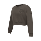NBA NEW YORK KNICKS NEUTRAL CHANDAIL À COL ROND EN MOLLETON POUR FILLE JUNIOR (TAUPE FONCÉ)