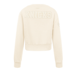 NBA NEW YORK KNICKS NEUTRAL CHANDAIL À COL ROND EN MOLLETON POUR FILLE JUNIOR (COQUILLE D'ŒUF)