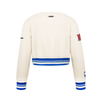NBA NEW YORK KNICKS RETRO CLASSIC CHANDAIL À COL ROND EN MOLLETON CÔTELÉ POUR FILLE JUNIOR (COQUILLE D'ŒUF/BLEU ROYAL)