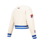 NBA NEW YORK KNICKS RETRO CLASSIC CHANDAIL À COL ROND EN MOLLETON CÔTELÉ POUR FILLE JUNIOR (COQUILLE D'ŒUF/BLEU ROYAL)