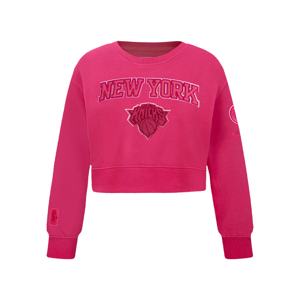 NBA NEW YORK KNICKS CHANDAIL À COL ROND TRIPLE ROSE EN MOLLETON POUR FILLE JUNIOR (VIOLET BETTERAVE)