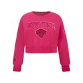 NBA NEW YORK KNICKS CHANDAIL À COL ROND TRIPLE ROSE EN MOLLETON POUR FILLE JUNIOR (VIOLET BETTERAVE)