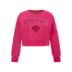 NBA NEW YORK KNICKS CHANDAIL À COL ROND TRIPLE ROSE EN MOLLETON POUR FILLE JUNIOR (VIOLET BETTERAVE)