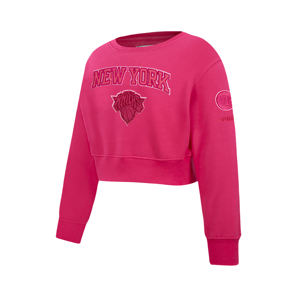 NBA NEW YORK KNICKS CHANDAIL À COL ROND TRIPLE ROSE EN MOLLETON POUR FILLE JUNIOR (VIOLET BETTERAVE)