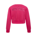 NBA NEW YORK KNICKS CHANDAIL À COL ROND TRIPLE ROSE EN MOLLETON POUR FILLE JUNIOR (VIOLET BETTERAVE)