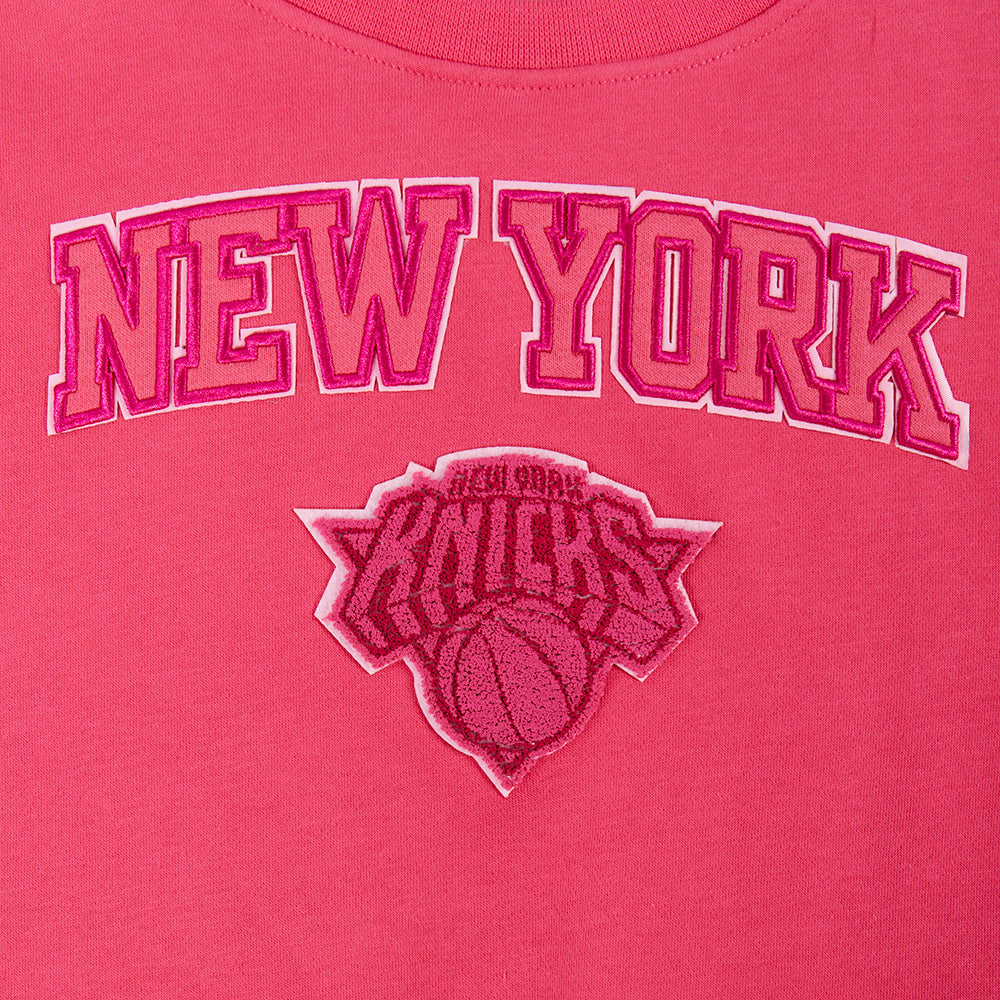 NBA NEW YORK KNICKS CHANDAIL À COL ROND TRIPLE ROSE EN MOLLETON POUR FILLE JUNIOR (VIOLET BETTERAVE)