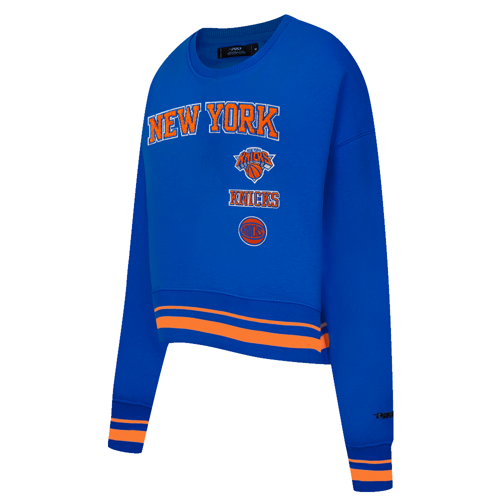NBA NEW YORK KNICKS RETRO CLASSIC WOMEN'S RIB CREWNECK (ROYAL/ORANGE/ROYAL)