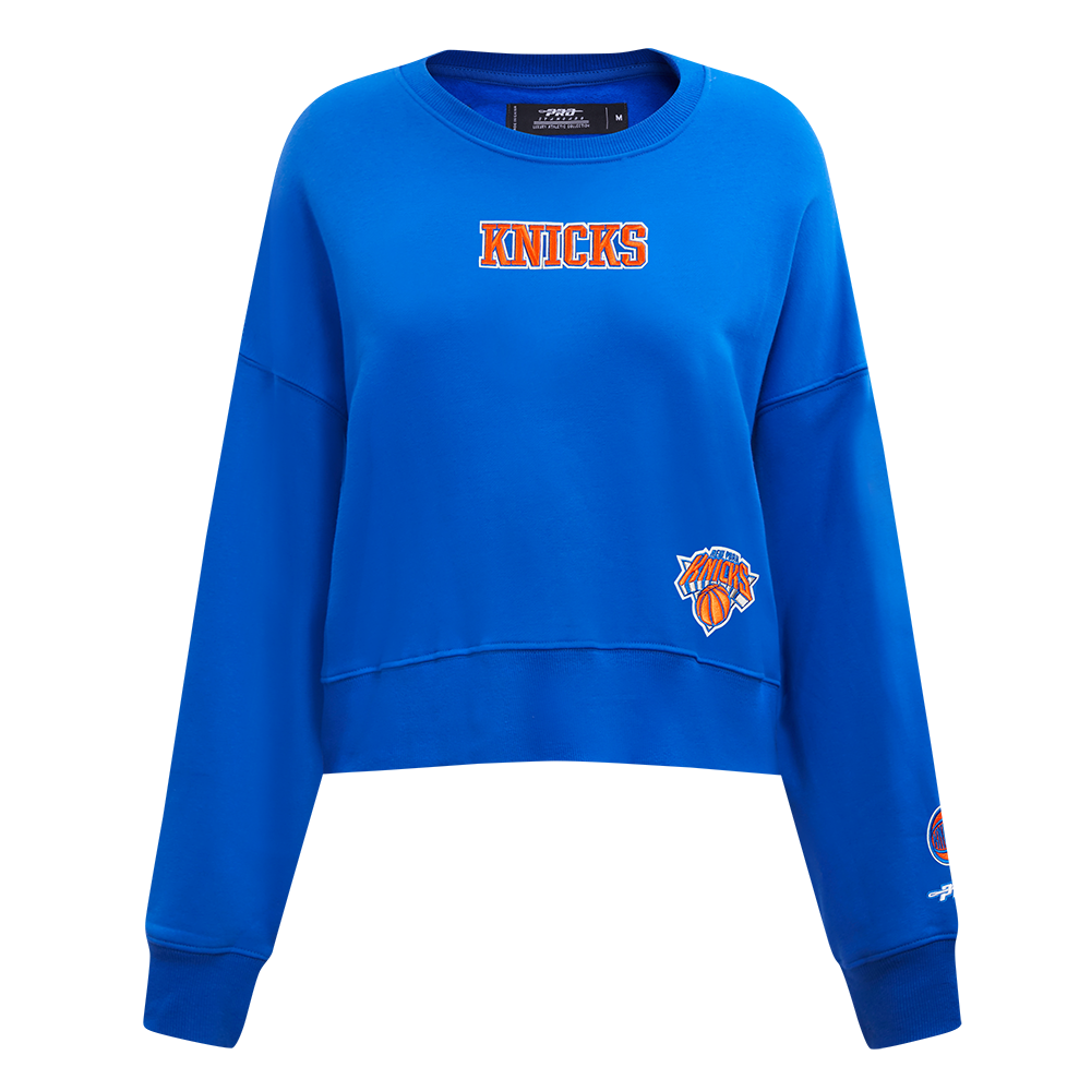 NBA NEW YORK KNICKS WINGSPAN WOMEN'S FLEECE CREWNECK (ROYAL BLUE)
