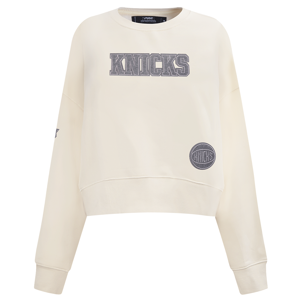 NBA NEW YORK KNICKS REVERSE FRENCH TERRY CHANDAIL À COL ROND EN MOLLETON POUR FEMME (COQUILLE D'ŒUF)
