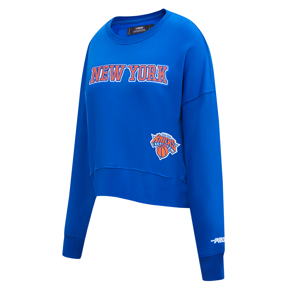 NBA NEW YORK KNICKS GAME DAY CLASSICS WOMEN'S DOUBLE KNIT CREWNECK (ROYAL BLUE)