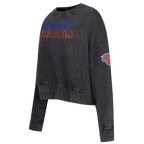 NBA NEW YORK KNICKS CHANDAIL OUATÉ À COL ROND POUR FEMME (NOIR DÉLAVÉ)
