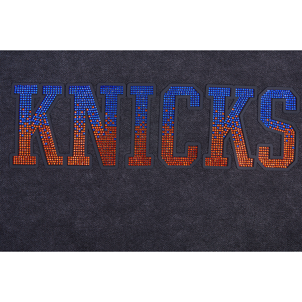 NBA NEW YORK KNICKS CHANDAIL OUATÉ À COL ROND POUR FEMME (NOIR DÉLAVÉ)