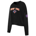 NBA NEW YORK KNICKS CLASSIC CHENILLE WOMEN'S SWEATSHIRT (BLACK)