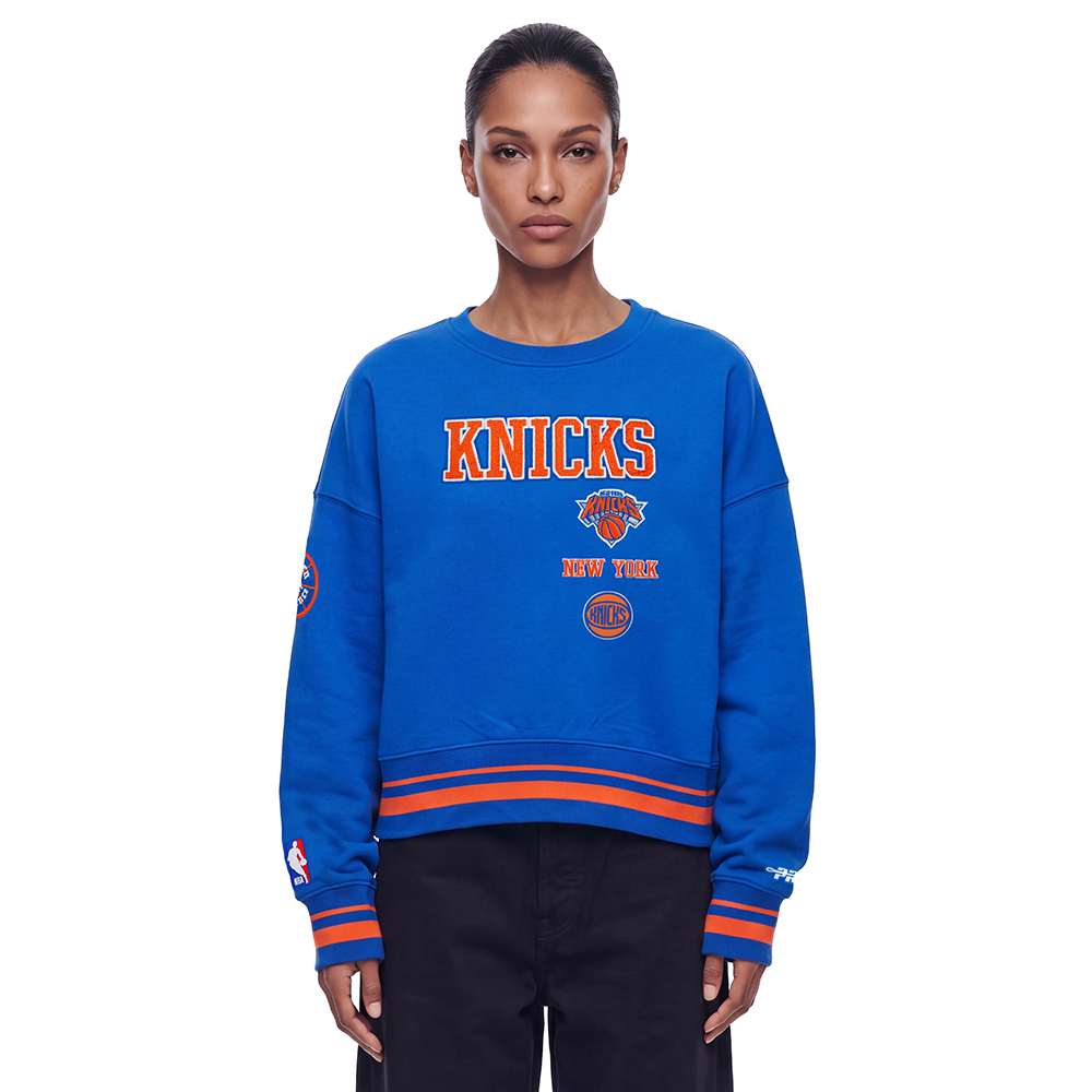 NBA NEW YORK KNICKS RETRO CLASSICS WOMEN'S SWEATSHIRT (ROYAL/ORANGE/ROYAL)
