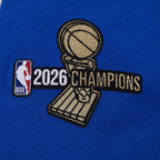 NBA NEW YORK KNICKS CHANDAIL À CAPUCHON DU CHAMPIONNAT 2026 COURT POUR FEMME (BLEU ROYAL/ORANGE/BLEU ROYAL)